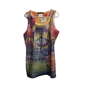eye shadow girls tank top peace sign shirt size medium